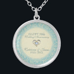 Pastel Blue And Creme Floral Damasks Silver Plated Necklace<br><div class="desc">Elegant pastel floral design blue background with beige elegant floral damask</div>