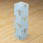 Pastel Blue and Gold Bee Pattern Wine Box<br><div class="desc">Vintage bee pattern in accents of baby blue and faux glitter gold to compliment the collection below.</div>