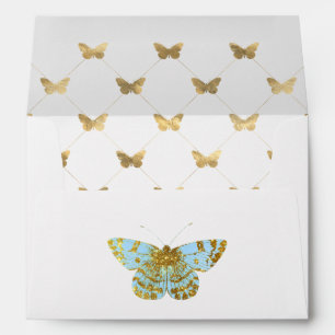 Pastel Blue and Gold Butterfly Envelope