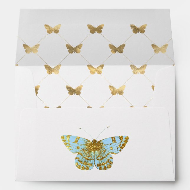 Pastel Blue and Gold Butterfly Envelope (Back (Bottom))
