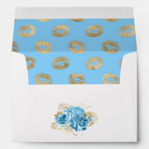 Pastel Blue and Gold Floral Envelope
