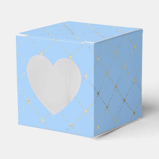 Pastel Blue and Gold Lattice Pattern Favour Box (Front Side)
