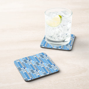 Pastel Blue and Grey Pattern Coaster