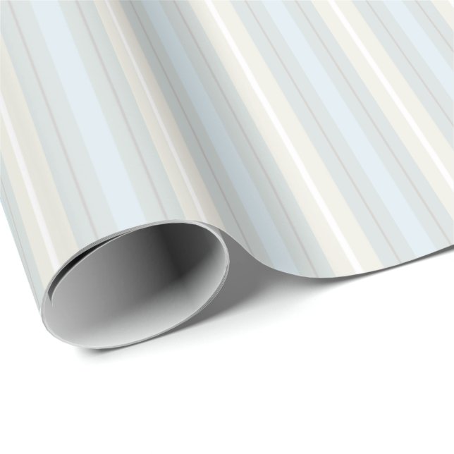 Pastel Blue and Grey Stripes Wrapping Paper (Roll Corner)