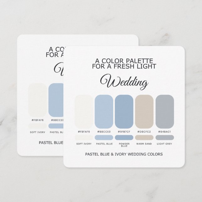 Pastel Blue and Ivory Wedding Colour Palette Card (Front/Back)