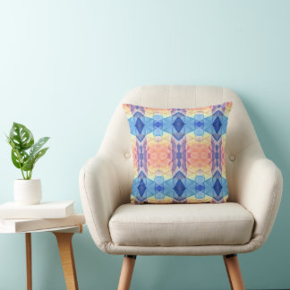 Pastel Blue and Peach Kaleidoscope Accent Pillow