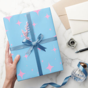 Pastel Blue and Pink Simple Minimalistic Wrapping Paper