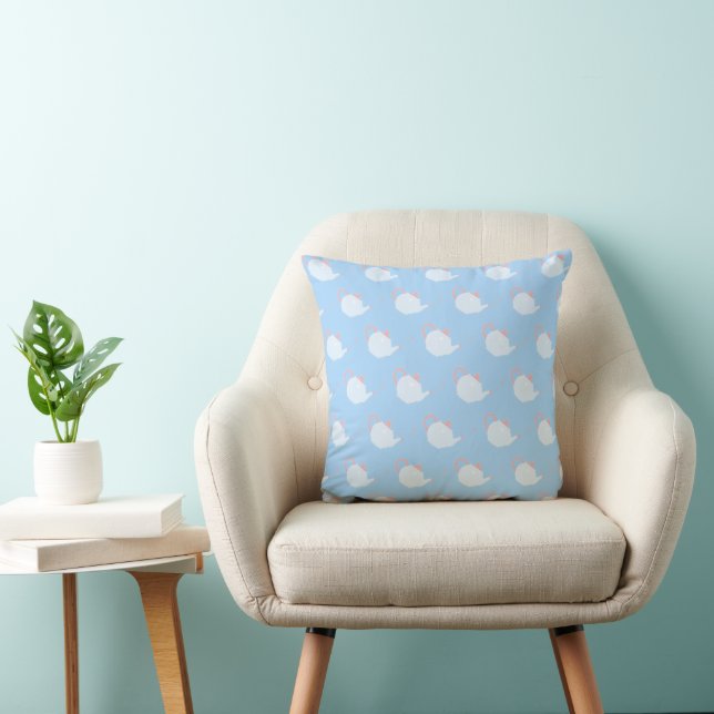 Pastel Blue and Pink Teapot Pattern Cushion (Chair)