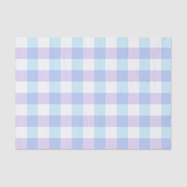 Pastel Blue and Purple Gingham Tissue Paper (Front)