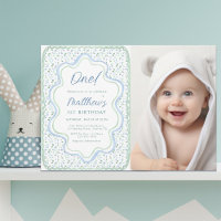 Pastel Blue and Sage Green 1st Birthday Photo