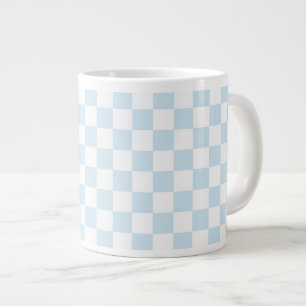 Pastel Blue and White Checkerboard Large Coffee Mug