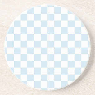 Pastel Blue and White Chequerboard Coaster
