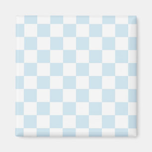 Pastel Blue and White Chequerboard Magnet