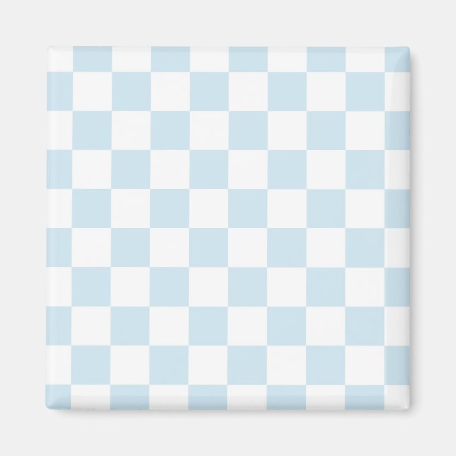 Pastel Blue and White Chequerboard Magnet (Front)