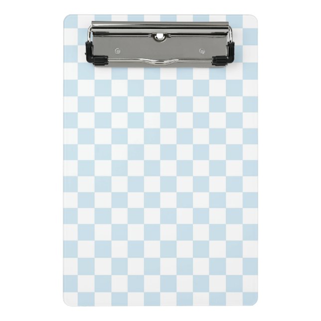 Pastel Blue and White Chequerboard Mini Clipboard (Front)