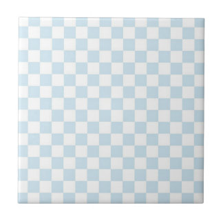 Pastel Blue and White Chequerboard Tile