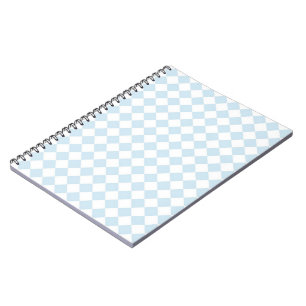 Pastel Blue and White Diamond Chequered Pattern Notebook