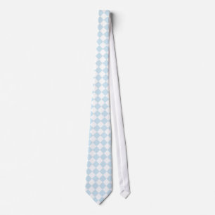 Pastel Blue and White Diamond Chequered Pattern Tie