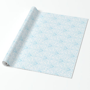 Pastel Blue And White Floral Pattern Wrapping Paper