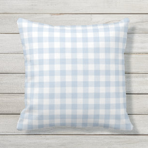 Pastel Blue and White Gingham Pattern Chequered Cushion