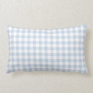 Pastel blue and White Gingham Pattern Lumbar Cushion