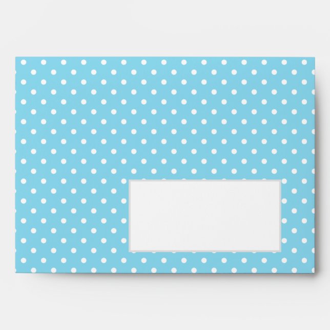 Pastel Blue and White Polka Dots Custom Envelope (Front)