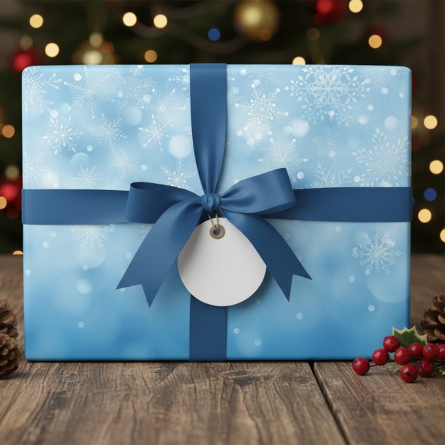 Pastel Blue and White Snowflake Christmas Wrapping Paper (Creator Uploaded)