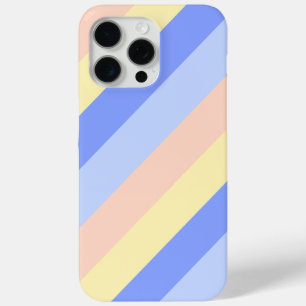 Pastel Blue and Yellow Diagonal Stripes  iPhone 15 Pro Max Case