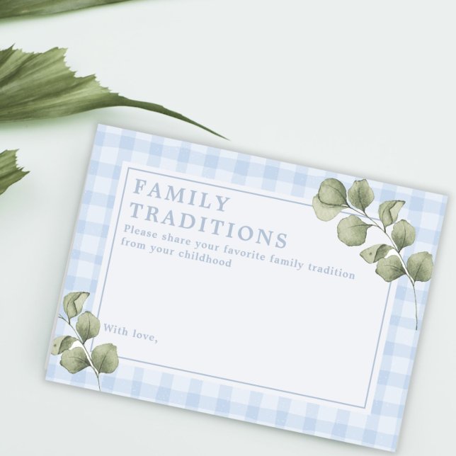 Pastel Blue Baby Shower Family Traditions Activity Enclosure Card (Creator Uploaded)