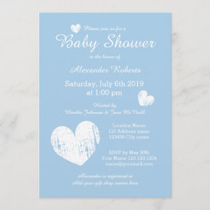 Pastel blue baby shower invitations for little boy