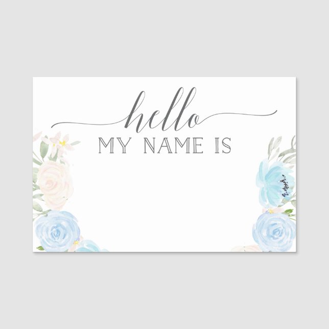 Pastel Blue Baby Shower Name Tag (Front)