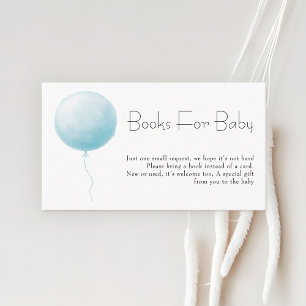 Pastel Blue Balloon Boy Baby Shower Books Request Enclosure Card