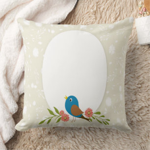 Pastel Blue Bird Kids Room Decorative Cushion