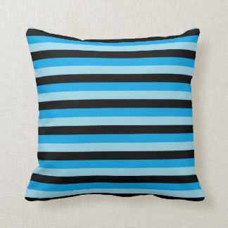 Pastel Blue, Black and Turquoise Stripes Cushion