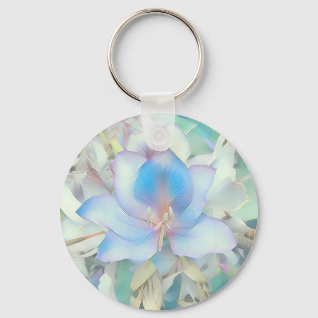 Pastel Blue Blossom Key Ring (Front)