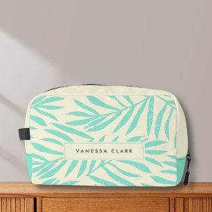 Pastel Blue Boho Abstract Grunge Palm Leaves  Dopp Kit