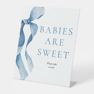 Pastel Blue Bow Baby Shower Babies are sweet  Pedestal Sign