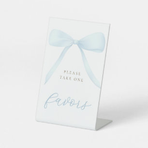 pastel blue bow pedestal sign