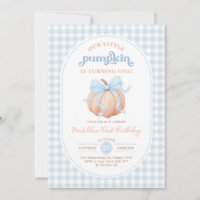 Pastel Blue Bow Pumpkin Fall 1st Birthday Party