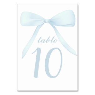 pastel blue bow Table Numbers