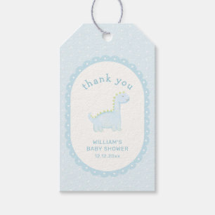 Pastel Blue Boy Prehistoric Dinosaur Baby Shower Gift Tags