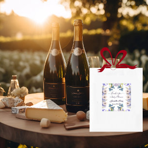 Pastel Blue Buds Purple Flowers Floral Baby Shower Square Sticker