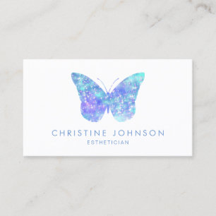 pastel blue butterfly business card