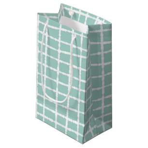 Pastel Blue Check Pattern Elegant and Unique Small Gift Bag