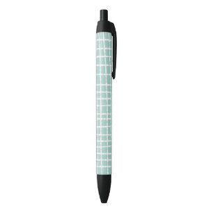 Pastel Blue Check Pattern Smooth and Stylish Black Ink Pen