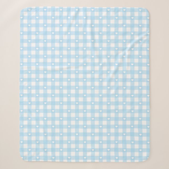 Pastel Blue Checks Sherpa Blanket (Front)