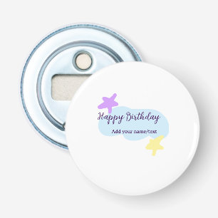 Pastel blue clouds stars purple happy birthday nam bottle opener