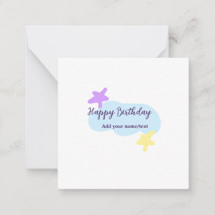 Pastel blue clouds stars purple happy birthday nam card