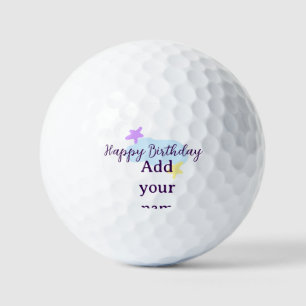 Pastel blue clouds stars purple happy birthday nam golf balls