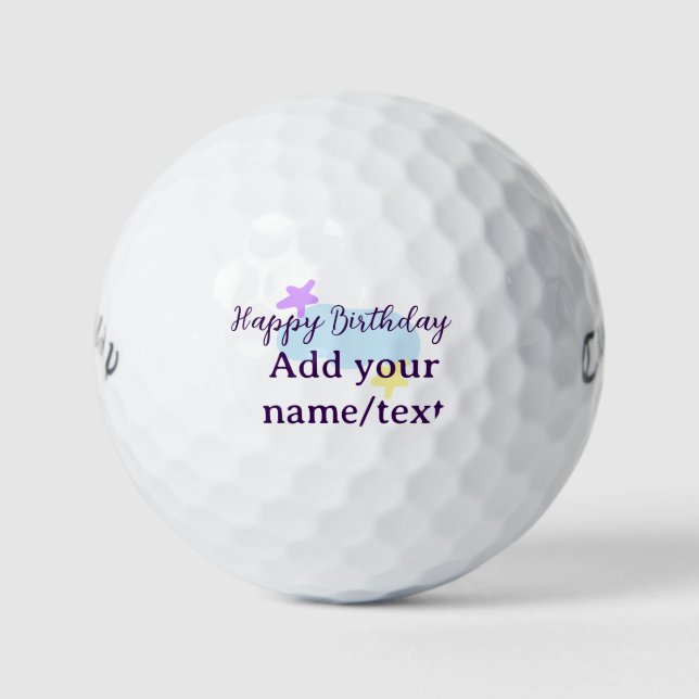 Pastel blue clouds stars purple happy birthday nam golf balls (Front)